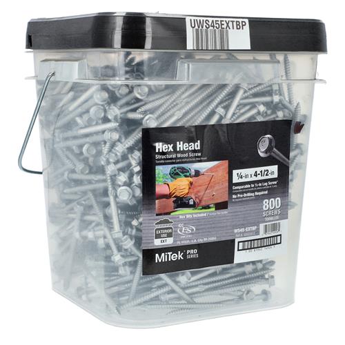 Wholesale MITEK 800PK HEX HEAD SEL-DRIVING STRUCTURAL WOOD SCREWS 1/4x4-1/2''