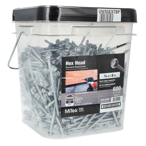 Wholesale MITEK 600PK HEX HEAD SEL-DRIVING STRUCTURAL WOOD SCREWS 1/4x5''