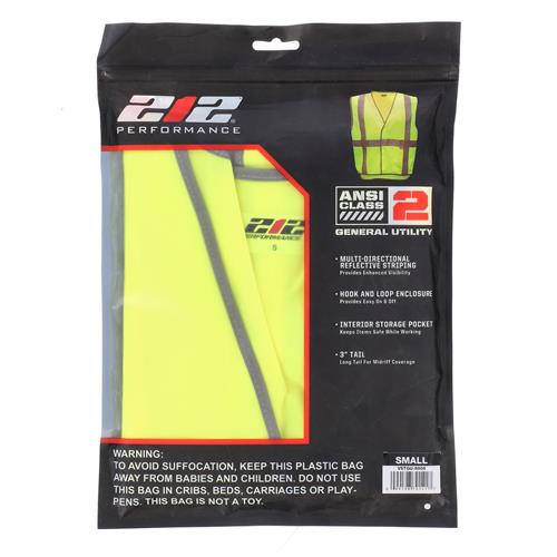 Wholesale Hi-Vis Safety Vest S Class 2 U Back, , Hook and Loop SM