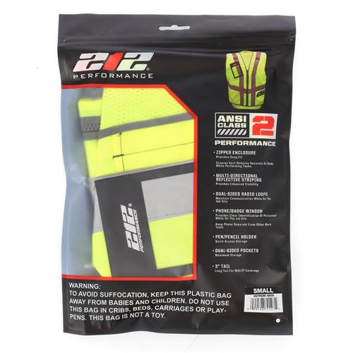 Wholesale 212 PERFORMANCE REFLECTIVE SAFETY VEST HI-VIZ SMALL ANSI CLASS 2