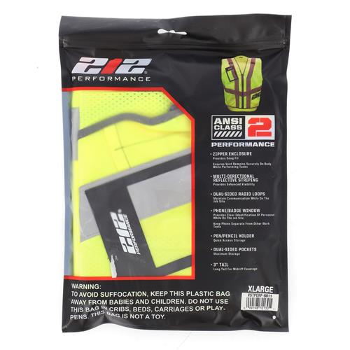 Wholesale 212 PERFORMANCE REFLECTIVE SAFETY VEST HI-VIZ X-LARGE ANSI CLASS 2