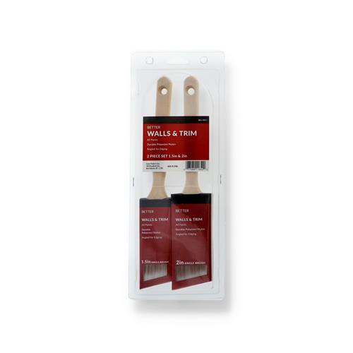 48 Wholesale 2 Piece 1 And 2 Inch Paint Brush Wood Handle - at 
