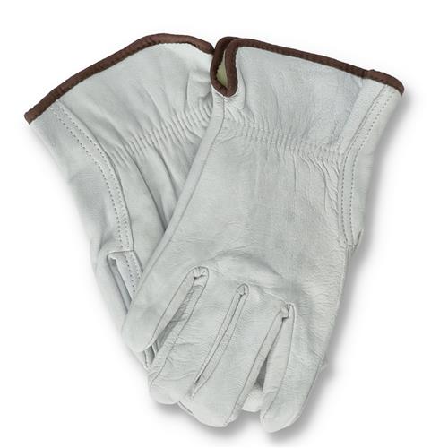 Wholesale WHITE LEATHER WORK GLOVE LARGE NO HEADER WITH SOME STAINING