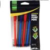 Wholesale 10CT BALL POINT STICK PENS BLACK, BLUE & RED