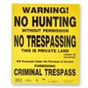 Wholesale HILLMAN 11x13'' YELLOW NO HUNTING/TRESSPASSING PRIVATE LAND PLASTIC SIGN