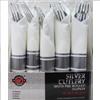 Wholesale SILVER PLASTIC CUTLERY IN PRE-ROLLED NAPKIN 10 SETS