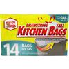 Wholesale 14 COUNT 13 GALLON DRAW STRING TALL KITCHEN BAGS 24x28''
