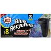 Wholesale 24ct 30 GAL BLUE RECYCLING TRASH BAGS