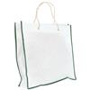 Wholesale WHITE & GREEN NONWOVEN PP BAG 15.75x14x3'' 80 GSM ROPE HANDLES