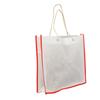 Wholesale WHITE & RED NONWOVEN PP BAG 15.75x14x3'' 80 GSM ROPE HANDLES